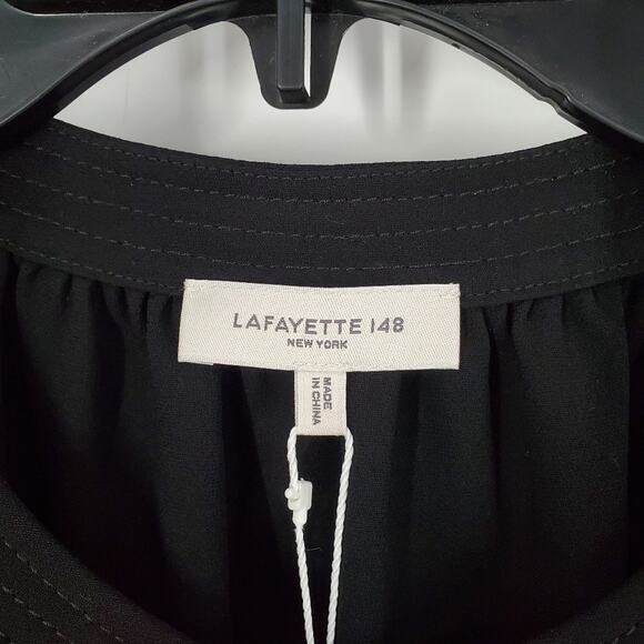 Lafayette NY 148 Black Ellis Blouson Sleeve Crepe Belted Jumpsuit 10 - Picture 9 of 15